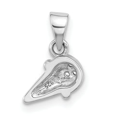 Sterling Silver Rhodium-plated Children's Pink and Brown Enamel with CZ Ice Cream Cone Pendant