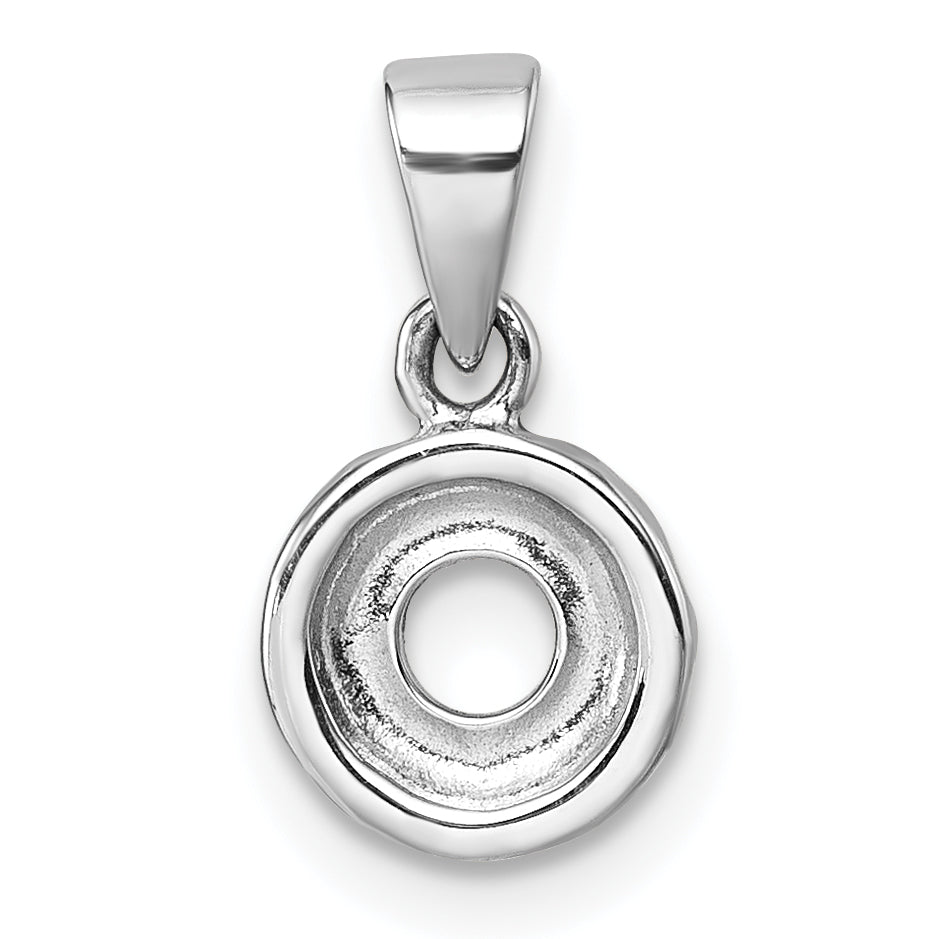 Sterling Silver Rhodium-plated Children's Brown with Pink and White Enamel Sprinkled Donut Pendant