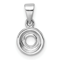 Sterling Silver Rhodium-plated Children's Brown with Pink and White Enamel Sprinkled Donut Pendant