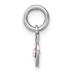 Sterling Silver Madi K Rhodium-plated Enameled Red Apple with Crystal Childrens Pendant