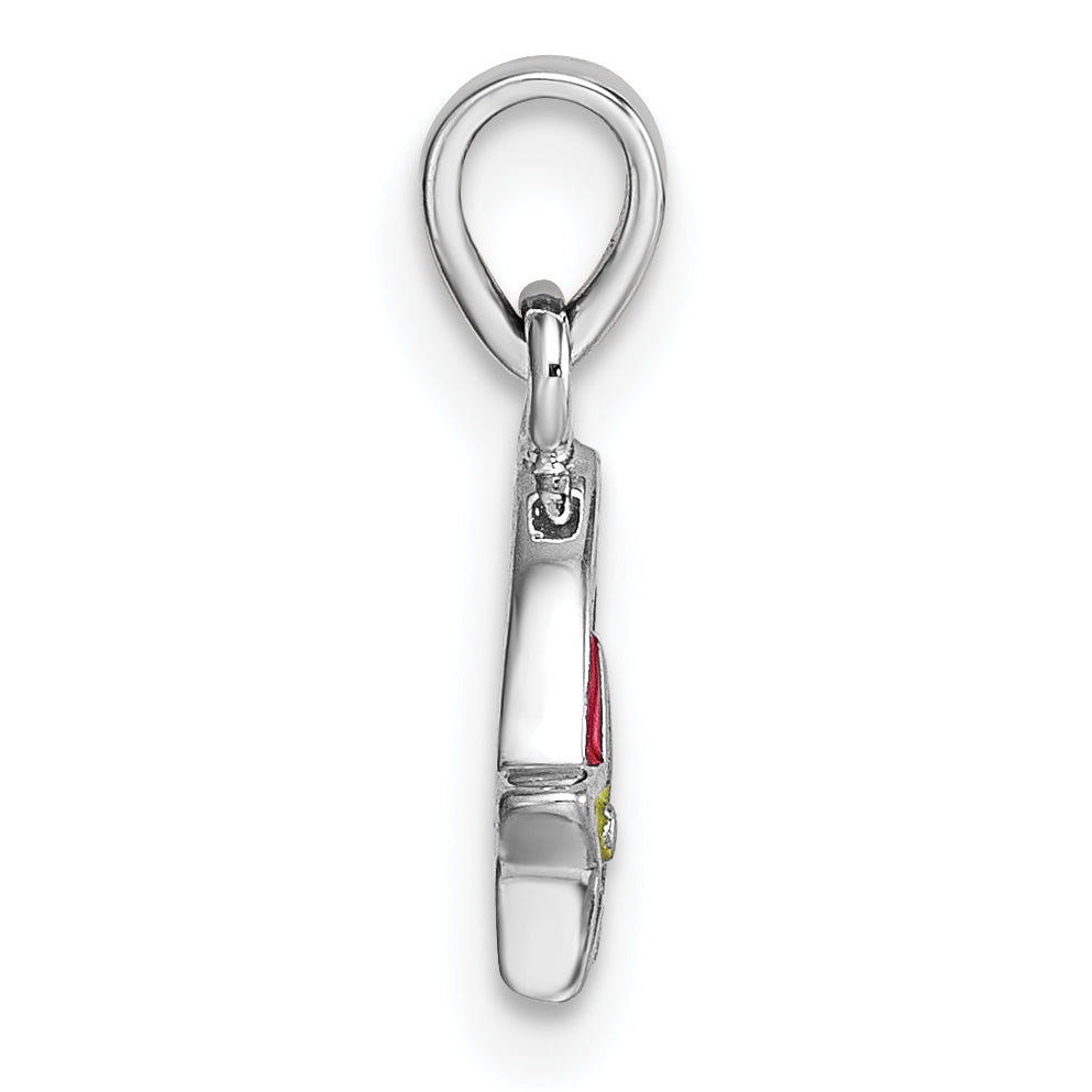 Sterling Silver Rhodium-plated Children's Multicolor Enamel Rainbow with Star Pendant Secondary image