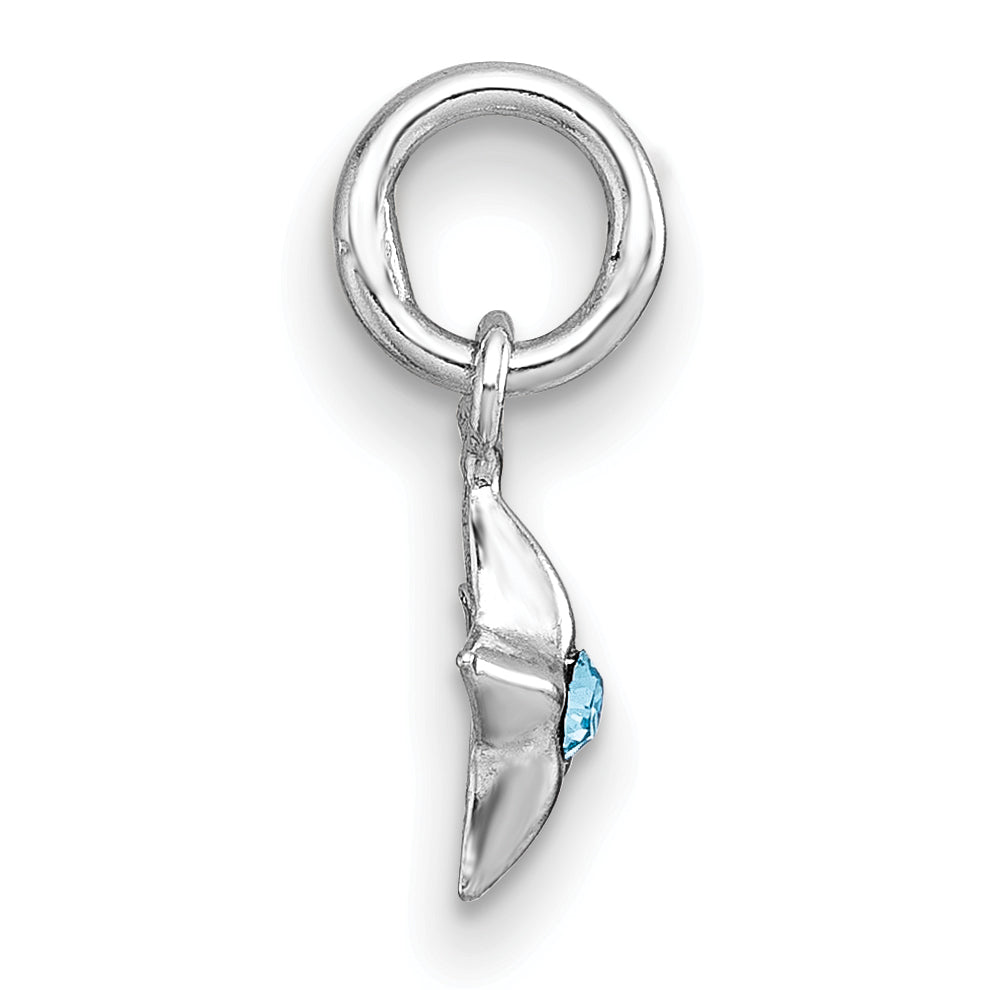 Sterling Silver Madi K Rhodium-plated Polished Blue Crystal Center Star Childrens Pendant Secondary image
