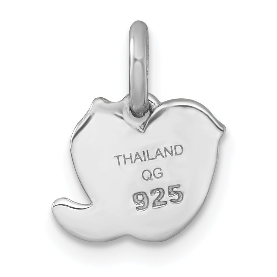 Sterling Silver Rhodium-plated Polished Green/Pink/Yellow Enamel Heart And Moon Childrens Pendant