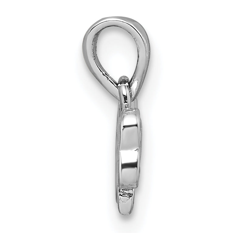 Sterling Silver Rhodium-plated Children's Pink CZ with Pink and White Enamel Bow Pendant Secondary image