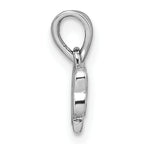 Sterling Silver Rhodium-plated Children's Pink CZ with Pink and White Enamel Bow Pendant