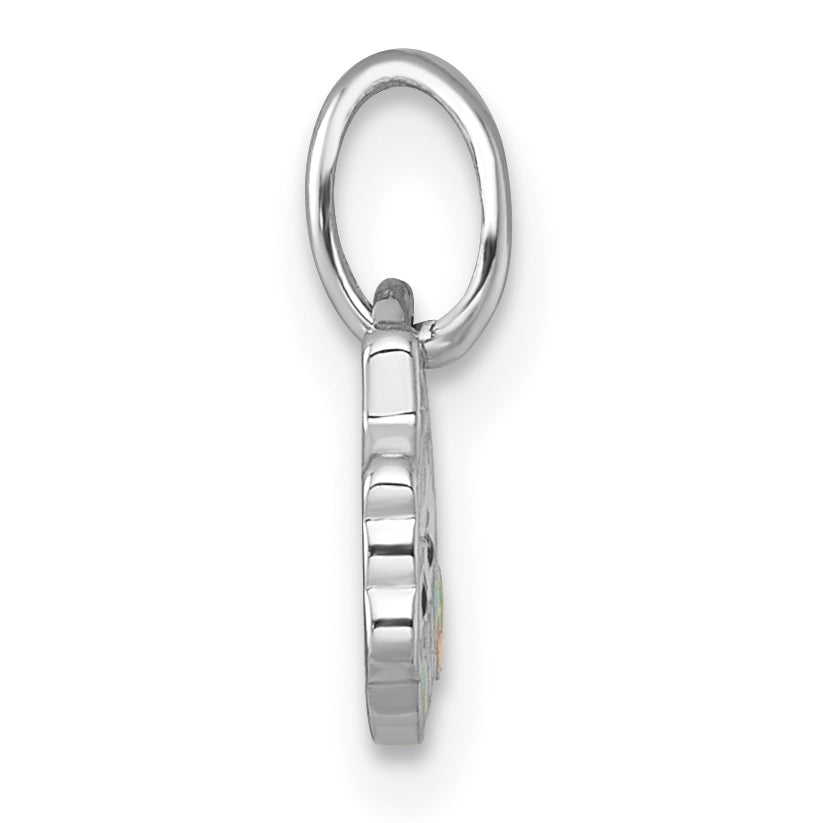 Sterling Silver Rhodium-plated Polished White and Rainbow Enamel Unicorn Cupcake Childrens Pendant Secondary image
