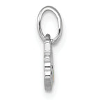 Sterling Silver Rhodium-plated Polished White and Rainbow Enamel Unicorn Cupcake Childrens Pendant