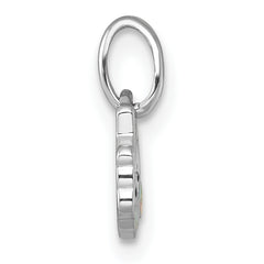Sterling Silver Rhodium-plated Polished White and Rainbow Enamel Unicorn Cupcake Childrens Pendant
