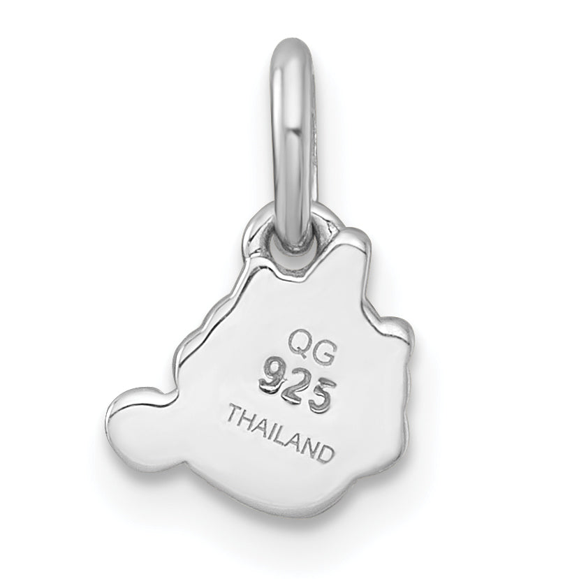 Sterling Silver Rhodium-plated Polished White and Rainbow Enamel Unicorn Cupcake Childrens Pendant