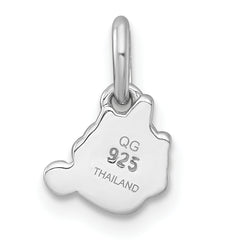 Sterling Silver Rhodium-plated Polished White and Rainbow Enamel Unicorn Cupcake Childrens Pendant