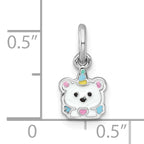 Sterling Silver Rhodium-plated Polished White and Rainbow Enamel Unicorn Polar Bear Childrens Pendant