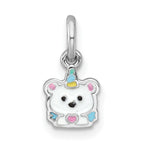Sterling Silver Rhodium-plated Polished White and Rainbow Enamel Unicorn Polar Bear Childrens Pendant