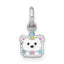 Sterling Silver Rhodium-plated Polished White and Rainbow Enamel Unicorn Polar Bear Childrens Pendant