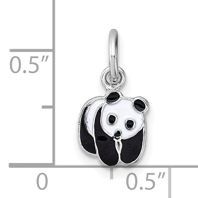 Sterling Silver Madi K Rhodium-plated Enameled Black And White Panda Childrens Pendant