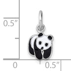 Sterling Silver Madi K Rhodium-plated Enameled Black And White Panda Childrens Pendant