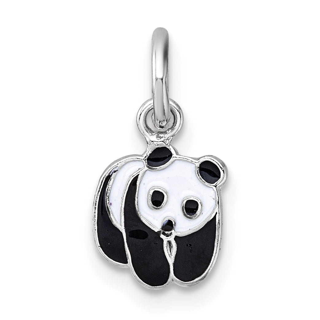 Sterling Silver Madi K Rhodium-plated Enameled Black And White Panda Childrens Pendant Main image