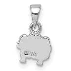 Sterling Silver Rhodium-plated Children's White and Pink Enamel Sheep with Heart Pendant