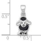 Sterling Silver Rhodium-plated Polished with Black Enamel Sheep Charm Pendant