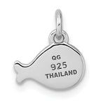 Sterling Silver Rhodium-plated Polished Whale Pendant