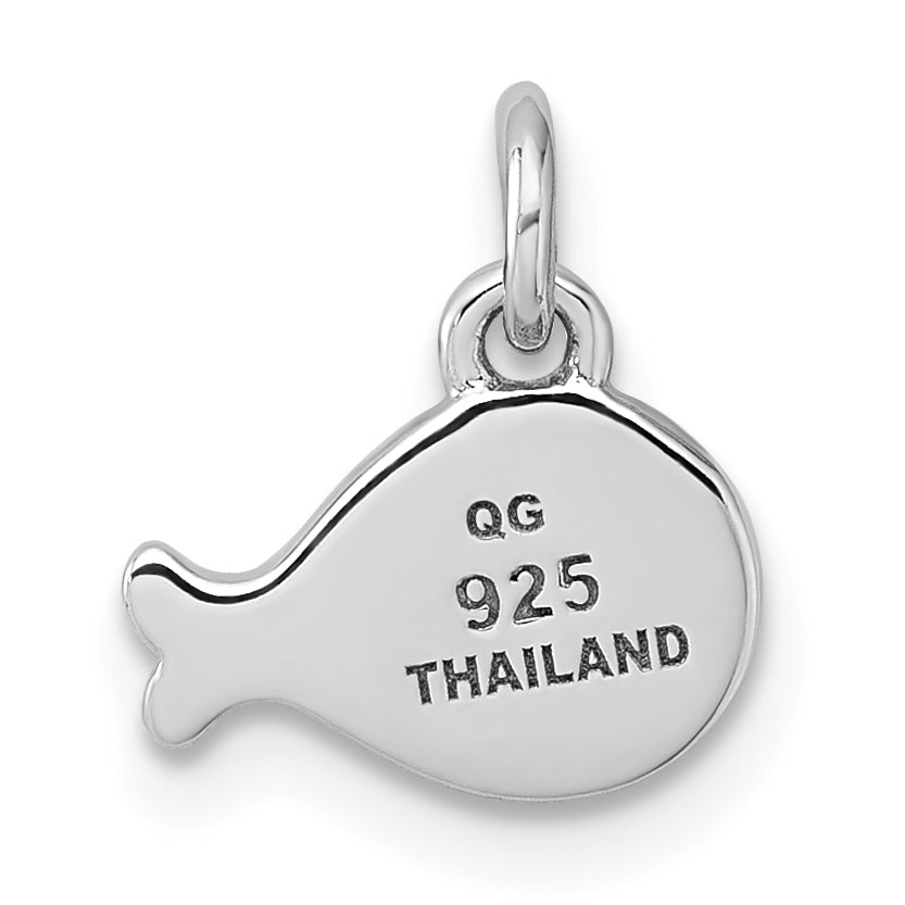 Sterling Silver Rhodium-plated Polished Whale Pendant