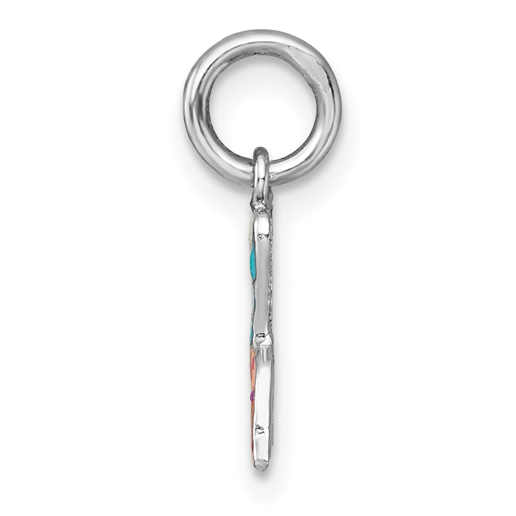 Sterling Silver Madi K Rhodium-plated Enameled Mermaid Tail Childrens Pendant