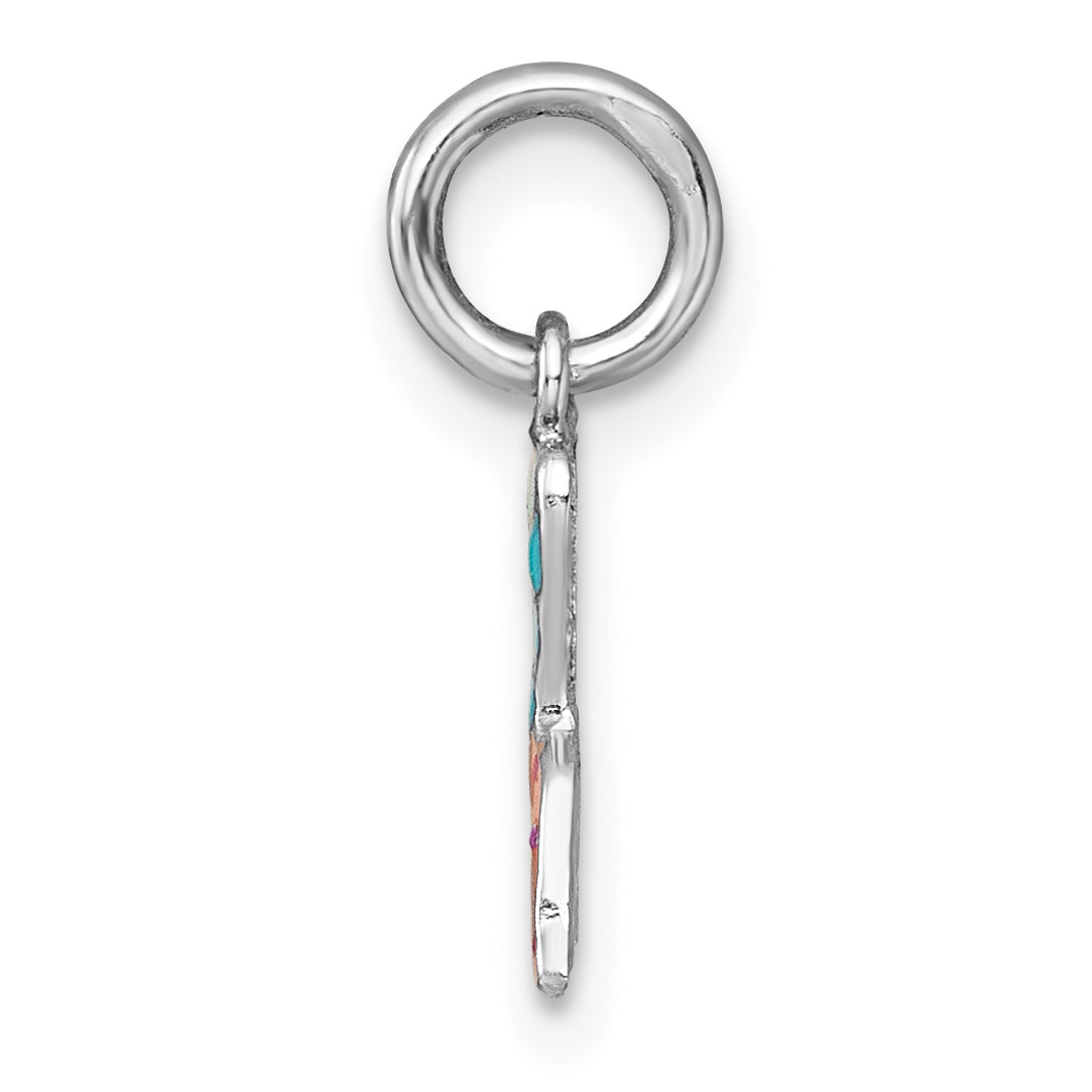 Sterling Silver Madi K Rhodium-plated Enameled Mermaid Tail Childrens Pendant
