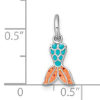 Sterling Silver Madi K Rhodium-plated Enameled Mermaid Tail Childrens Pendant
