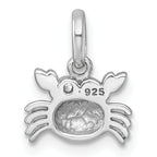 Sterling Silver Rhodium-plated Polished Black Enamel and White CZ Crab Childrens Pendant