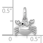 Sterling Silver Rhodium-plated Polished Black Enamel and White CZ Crab Childrens Pendant