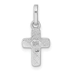 Sterling Silver Rhodium-plated Polished Blue Enamel Childrens Cross Charm Pendant
