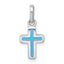 Sterling Silver Rhodium-plated Polished Blue Enamel Childrens Cross Charm Pendant