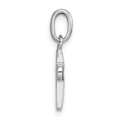 Sterling Silver Rhodium-plated Polished Pink Enamel Childrens Cross Charm Pendant