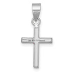 Sterling Silver Rhodium-plated Polished Pink/Blue/Green/Purple Crystal Childrens Cross Pendant