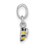 Sterling Silver Rhodium-plated Black/Yellow/White Enamel Bee Childrens Pendant