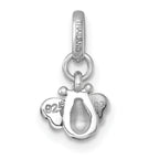 Sterling Silver Rhodium-plated Black/Yellow/White Enamel Bee Childrens Pendant