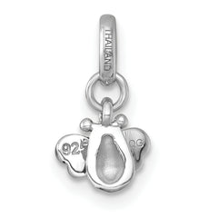 Sterling Silver Rhodium-plated Black/Yellow/White Enamel Bee Childrens Pendant