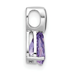 Sterling Silver Rhodium-plated Polished Pear Amethyst Teardrop Chain Slide Pendant