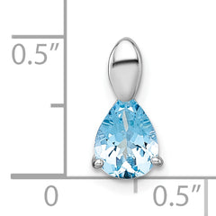 Sterling Silver Rhodium-plated Polished Pear Blue Topaz Teardrop Chain Slide Pendant