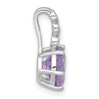 Sterling Silver Rhodium-plated Polished and Beaded Round Amethyst and White Topaz Chain Slide Pendant
