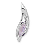 Sterling Silver Rhodium-plated Polished Marquise Amethyst Drop Chain Slide Pendant
