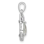 Sterling Silver Rhodium-plated Polished Amethyst and Green Quartz Leaf Pendant