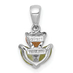 Sterling Silver Rhodium-plated Polished Heart Citrine and Peridot Flower Pendant