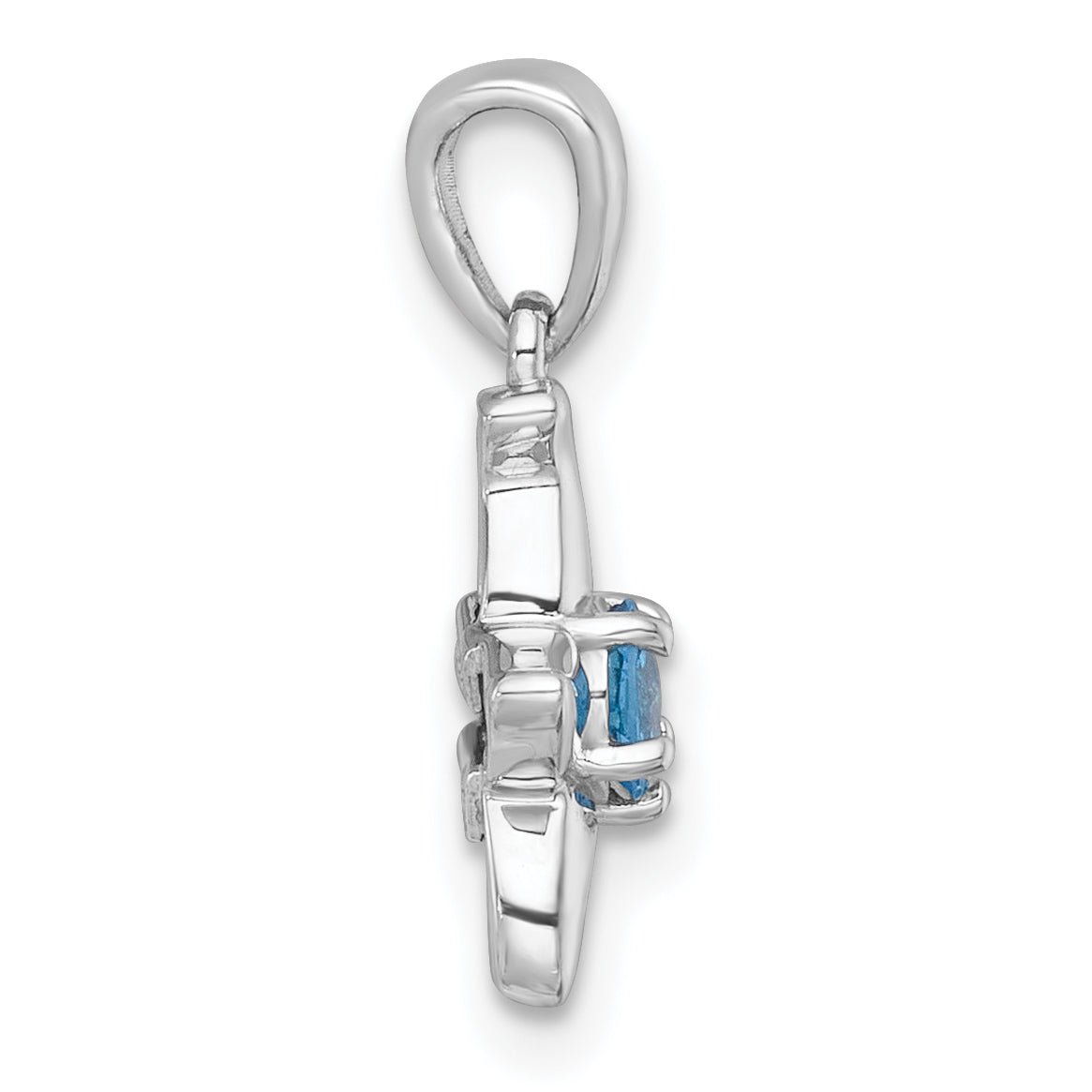 Sterling Silver Rhodium-plated Polished Light Swiss Blue Topaz Starfish Pendant Secondary image