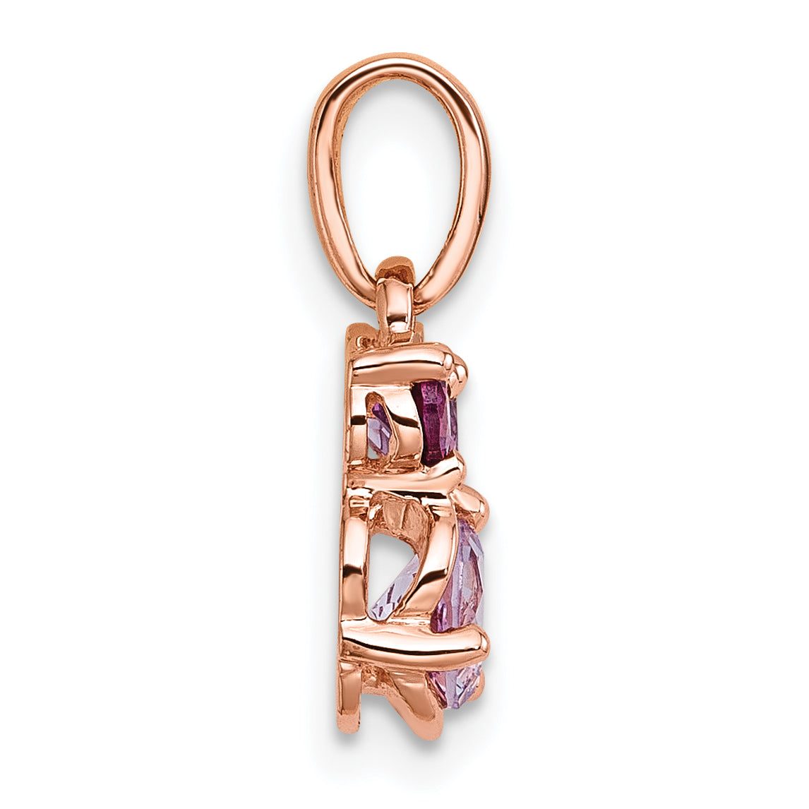 Sterling Silver Rose Gold-plated Polished Round Amethyst, Pink Quartz and Rhodolite Garnet Pendant Secondary image