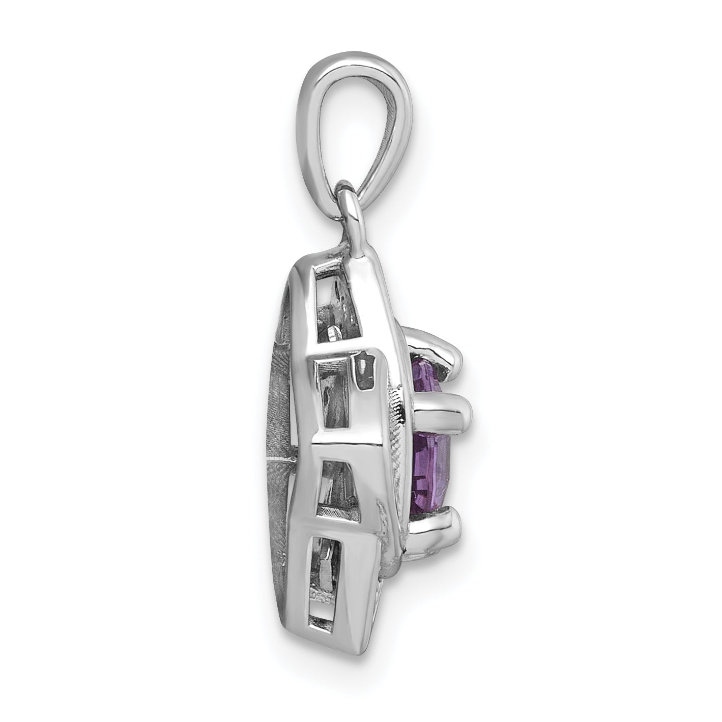 Sterling Silver Rhodium-plated Polished Peridot and White Topaz Star Pendant Secondary image