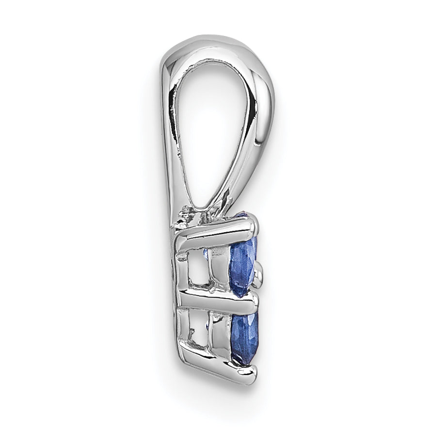 Sterling Silver Rhodium-plated Polished Three Round Sapphires Pendant