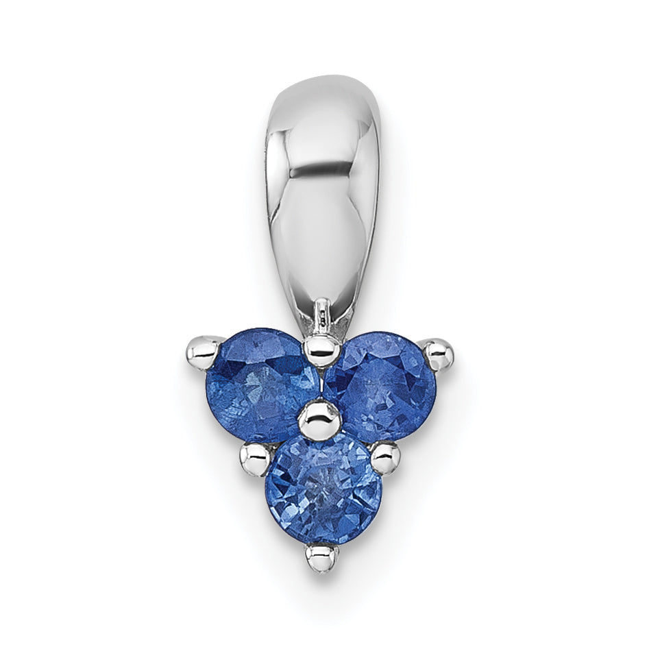 Sterling Silver Rhodium-plated Polished Three Round Sapphires Pendant