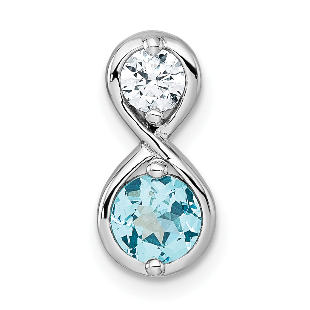 Sterling Silver Rhodium-plated Polished Round Lab Created Paraiba and CZ Infinity Chain Slide Pendant Main image