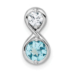 Sterling Silver Rhodium-plated Polished Round Lab Created Paraiba and CZ Infinity Chain Slide Pendant