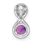 Sterling Silver Rhodium-plated Polished Round Lab Created Ruby and CZ Infinity Chain Slide Pendant